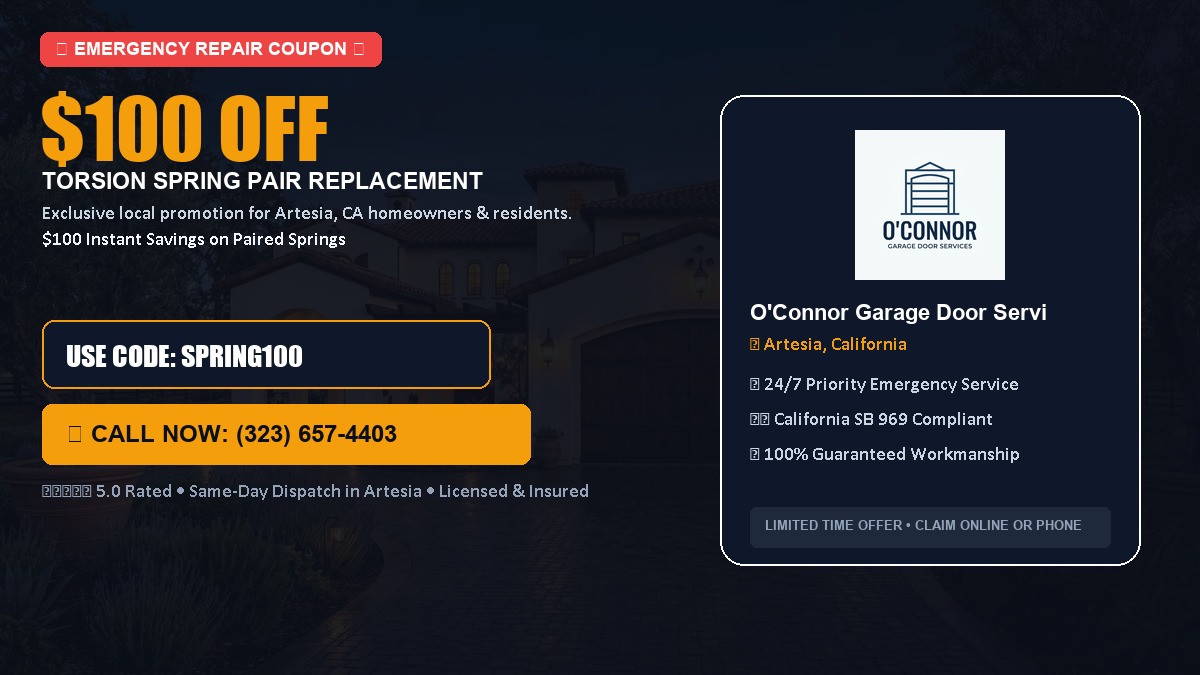 $100 OFF Heavy-Duty Torsion Spring Pair Replacement in Artesia, CA